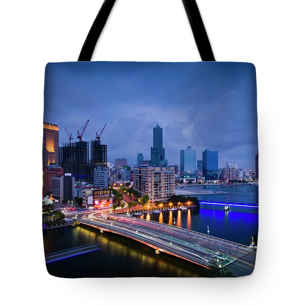 Taiwan Tote Bag featuring the photograph Kaohsiung Night by Htu