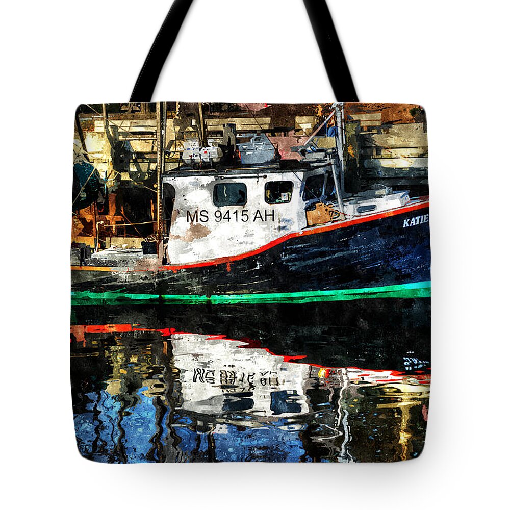 Fishing Boat Tote Bag featuring the painting Katie May 2 by Rick Mosher
