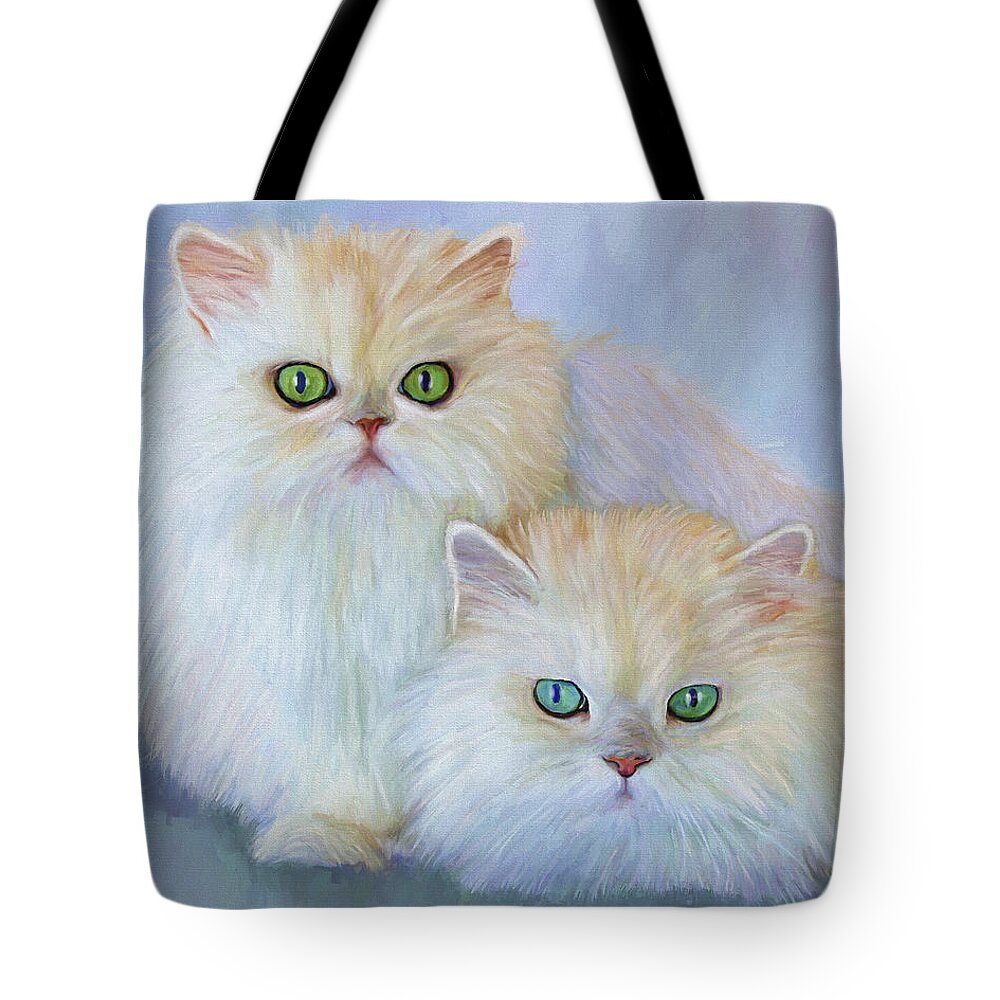 Cat Tote Bag featuring the painting Katrina and Bjorn by David Wagner