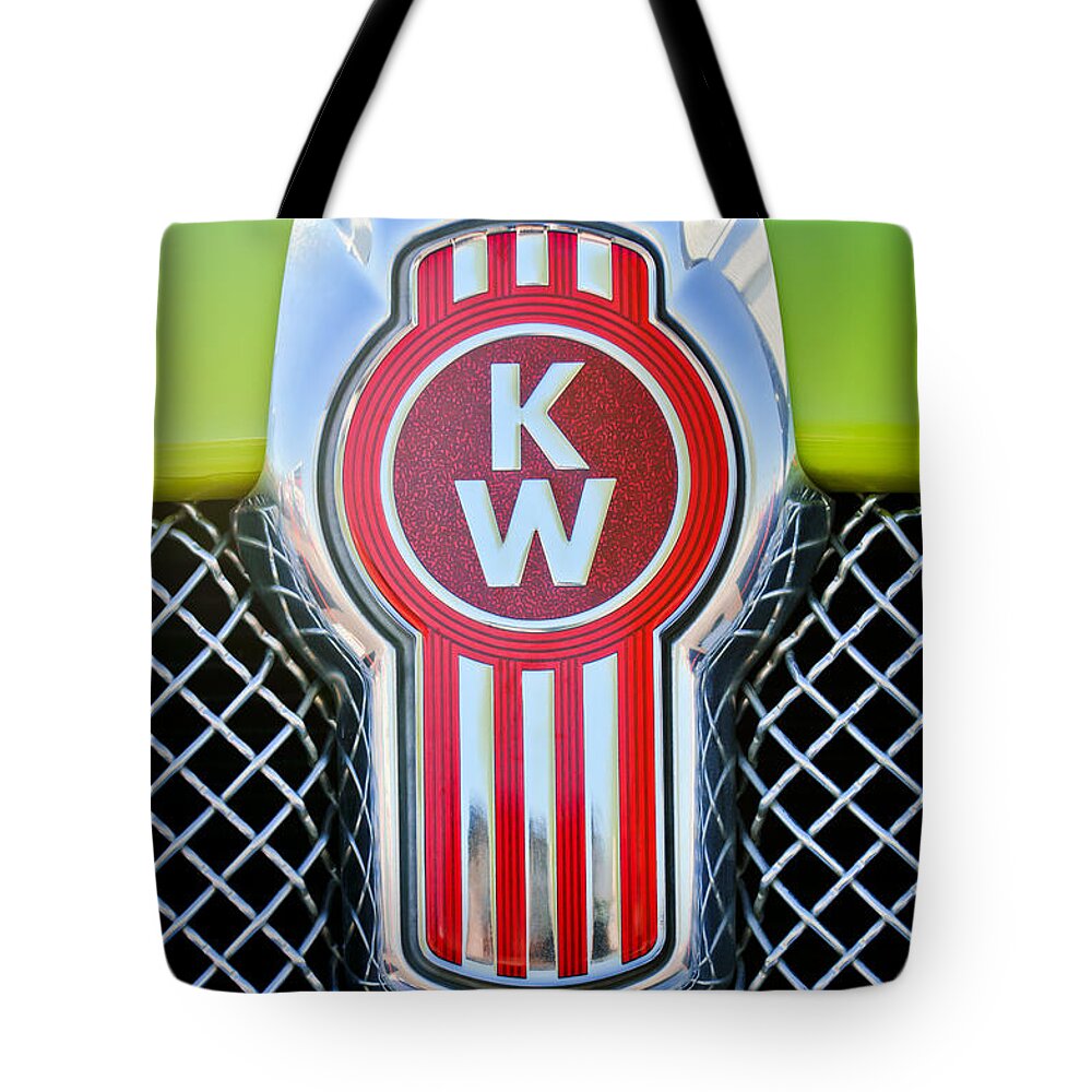 Kenworth Truck Emblem Tote Bag featuring the photograph Kenworth Truck Emblem -1196c by Jill Reger