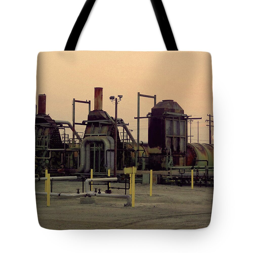 Kern River Tote Bag featuring the photograph Kern River Steam Plant by Lanita Williams