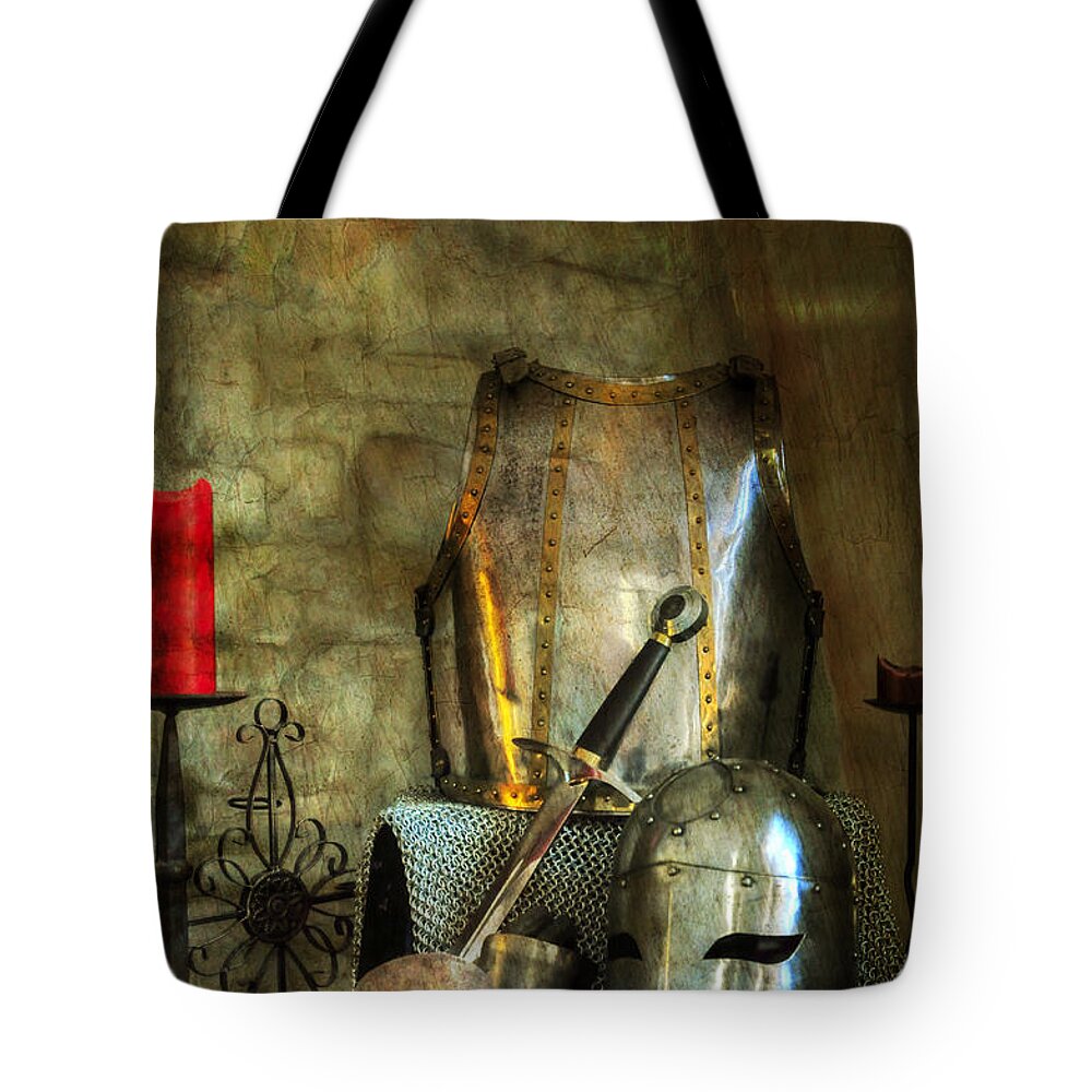 Medieval Tote Bag featuring the photograph Knight - A Warriors Tribute by Paul Ward