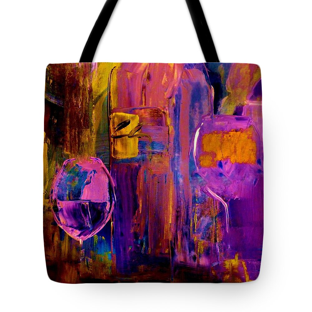 Wine Tote Bag featuring the painting Wine Glass Ice Sculpture by Lisa Kaiser