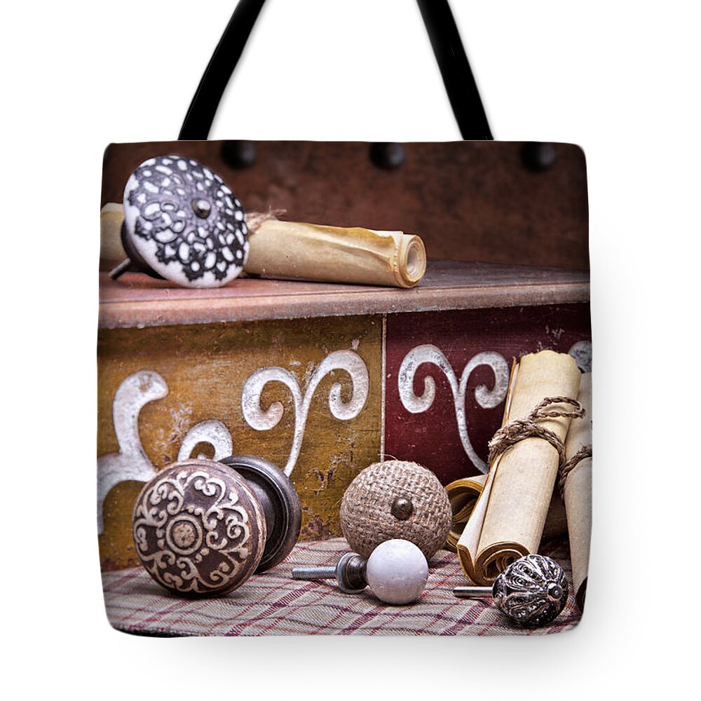 Arrangement Tote Bag featuring the photograph Knobs and Such Still Life by Tom Mc Nemar