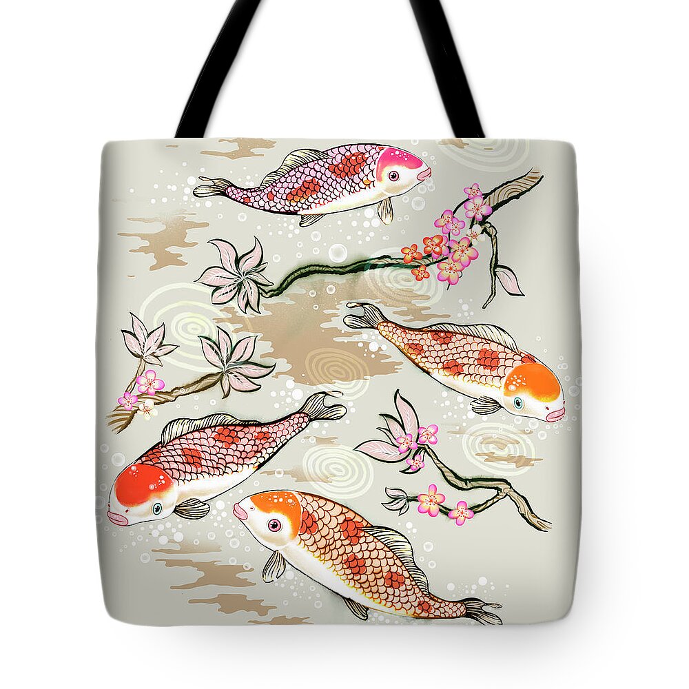Animal Tote Bag featuring the photograph Koi Fish Swimming In Pond by Ikon Ikon Images