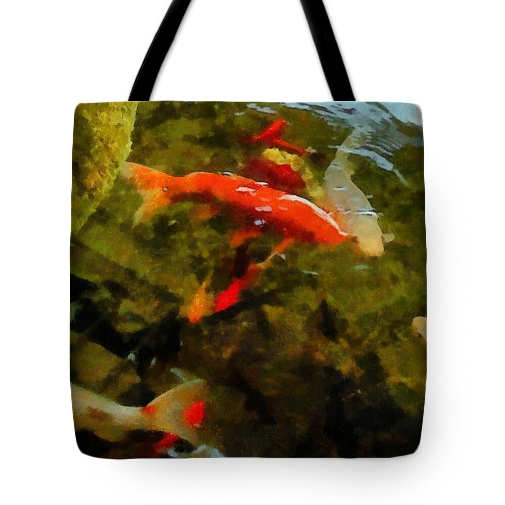 Pond Tote Bag featuring the photograph Koi Pond by Michelle Calkins