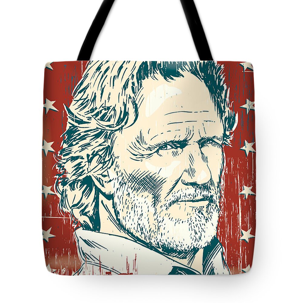 Outlaw Tote Bag featuring the digital art Kris Kristofferson Pop Art by Jim Zahniser