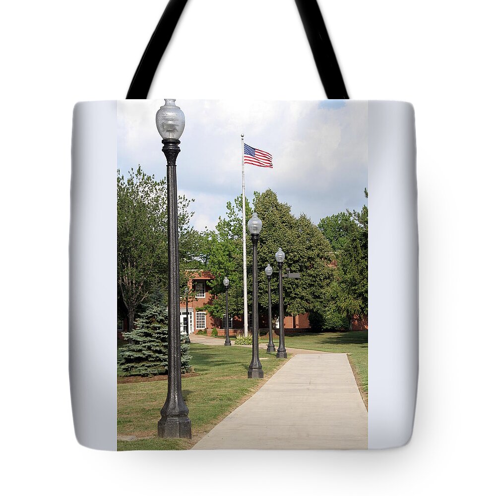 Kent Tote Bag featuring the photograph KSU Ashtabula Campus US flag by Valerie Collins