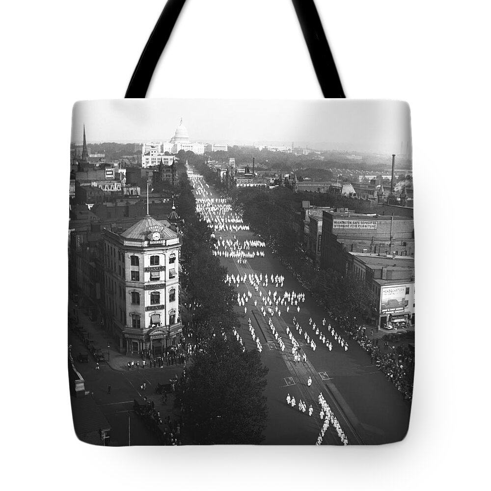 1926 Tote Bag featuring the photograph Ku Klux Klan Parade by Underwood Archives