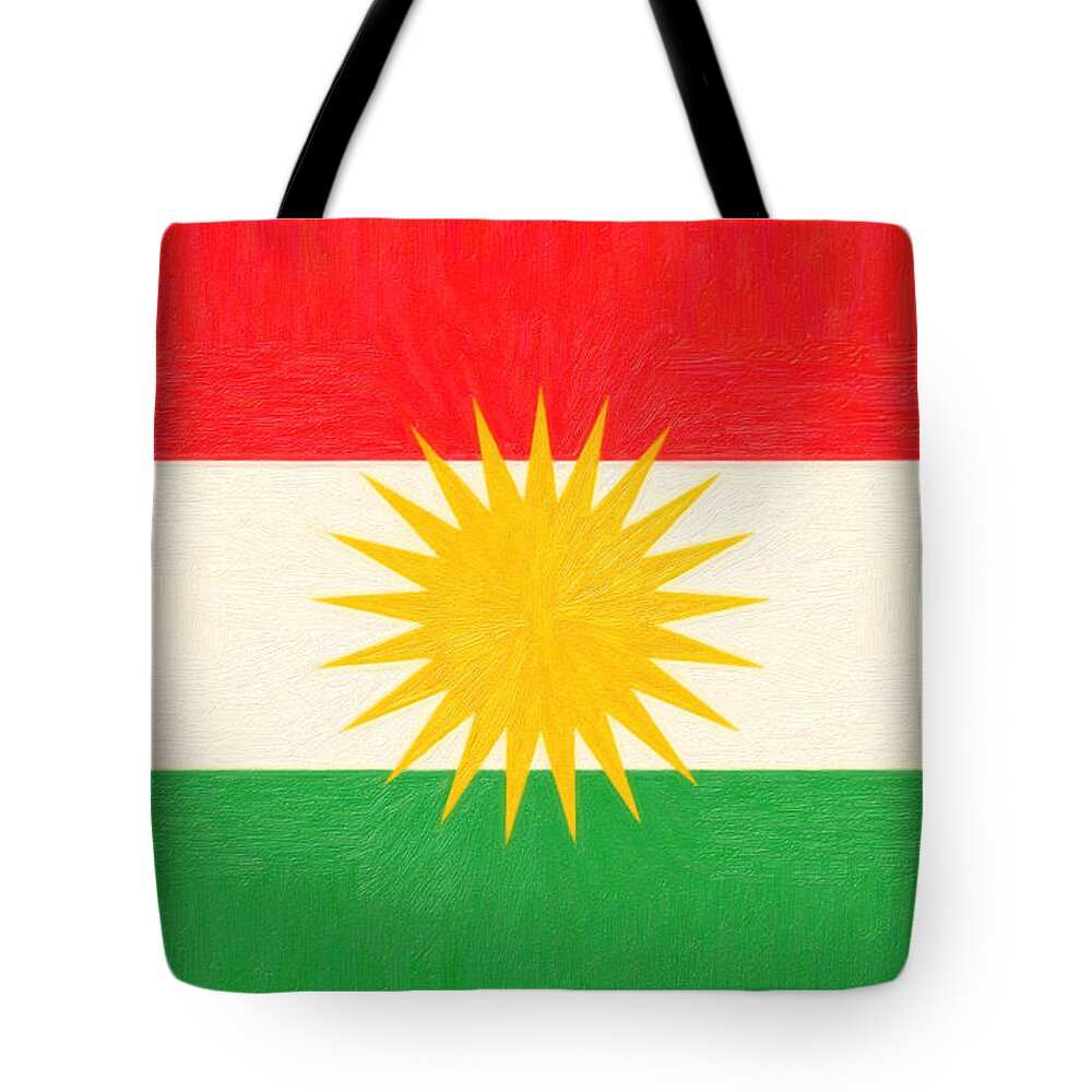Kurdish Life In Kurdistan Poster Tote Bag featuring the painting Kurdish Flag by MotionAge Designs