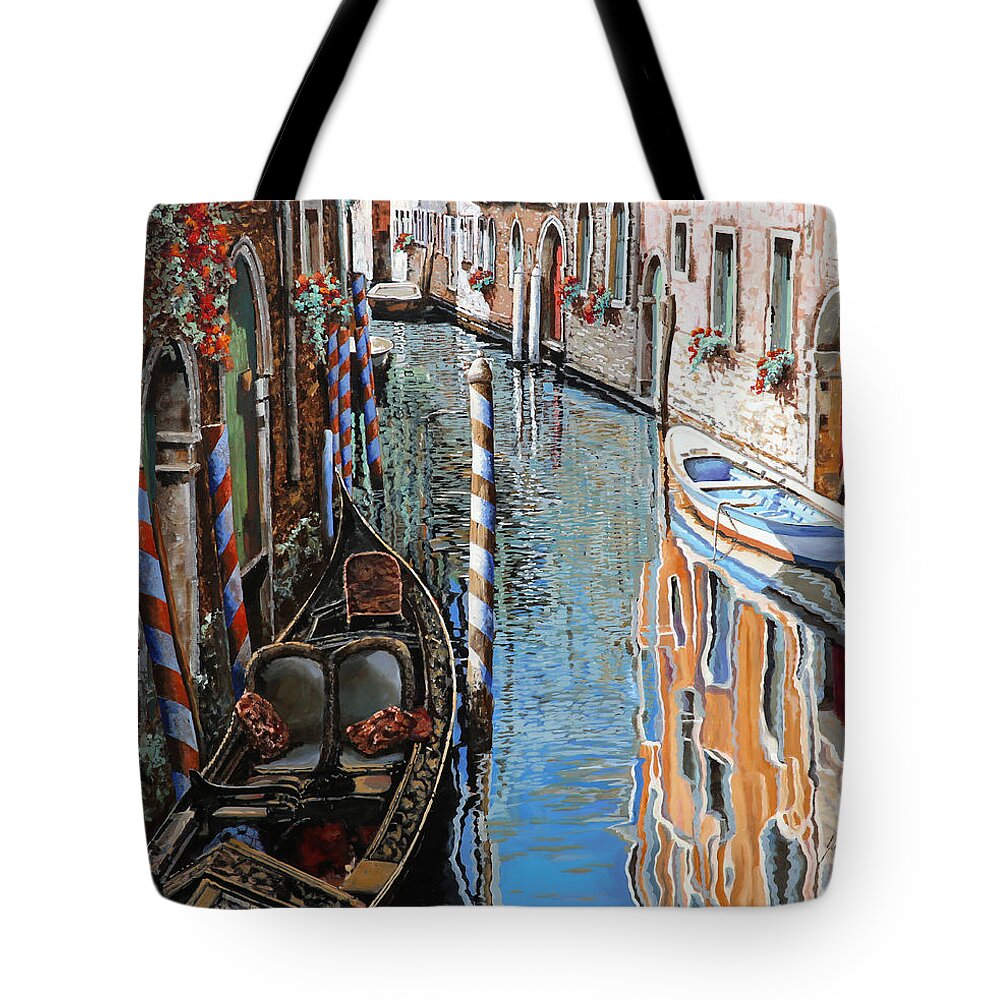 Venice Tote Bag featuring the painting La Barca Al Sole by Guido Borelli