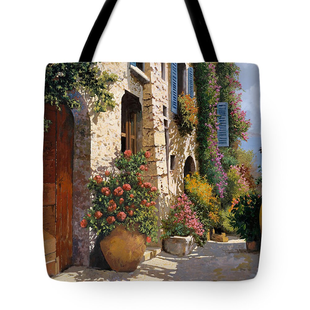 Street Scene Tote Bag featuring the painting La Strada Piu' Bella by Guido Borelli