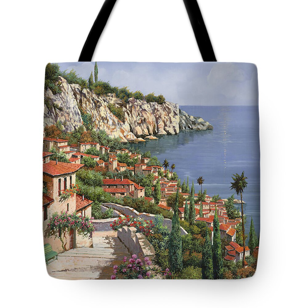 Seascape Tote Bag featuring the painting La Costa by Guido Borelli