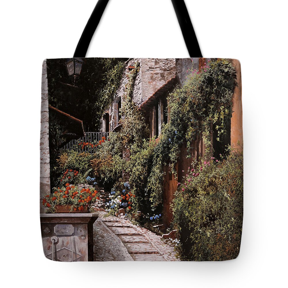 Fountain Tote Bag featuring the painting La Fontanella by Guido Borelli