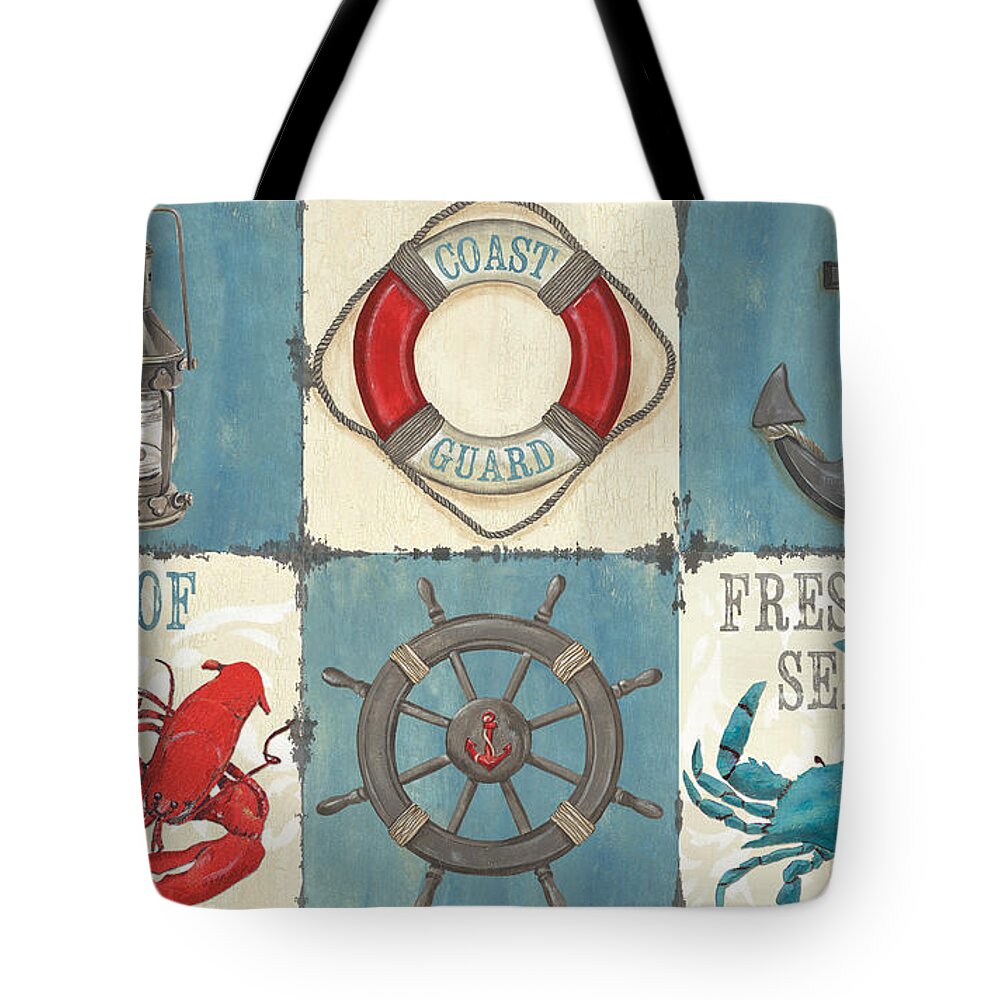 Coastal Tote Bag featuring the painting La Mer Collage by Debbie DeWitt