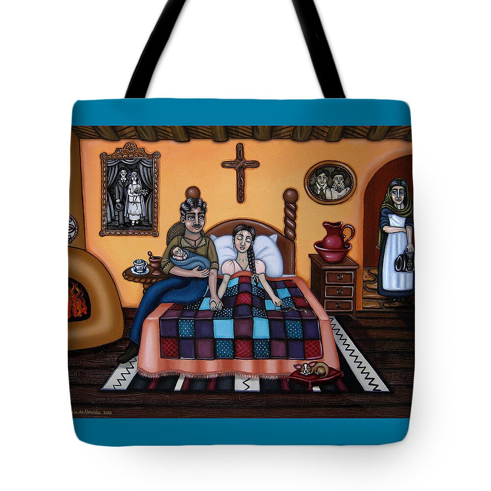 Doulas Tote Bag featuring the painting La Partera or The Midwife by Victoria De Almeida