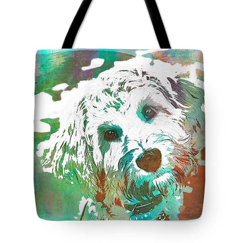 Portrait Tote Bag featuring the photograph Labradoodle-WC 2 by Joye Ardyn Durham