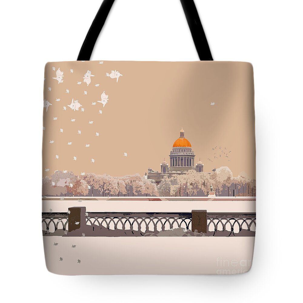 Snow Tote Bag featuring the mixed media Lace lace snowflakes by Victoria Fomina