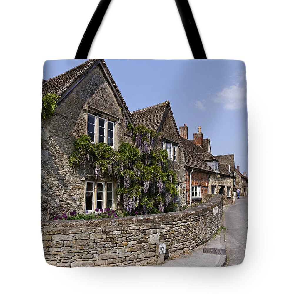 Lacock Tote Bag featuring the photograph Lacock village in Wiltshire England by Robert Preston