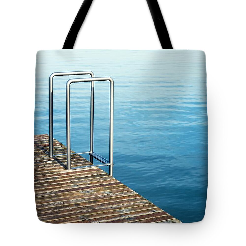 Water Tote Bag featuring the photograph Ladder by Chevy Fleet
