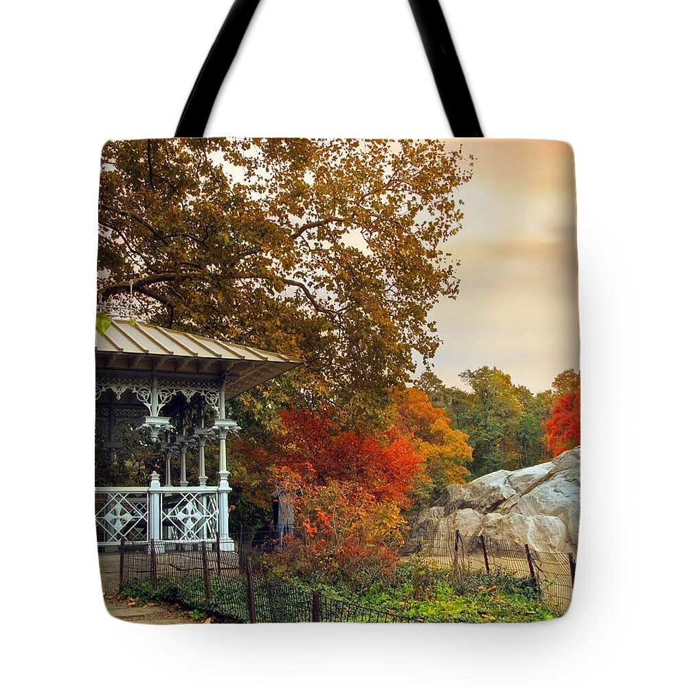 New York Tote Bag featuring the photograph Ladies Pavilion in Autumn by Jessica Jenney