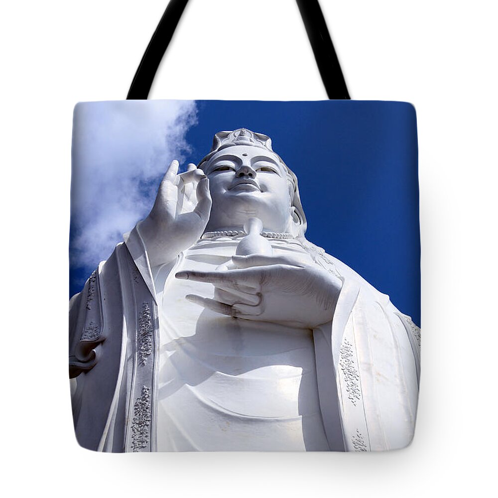 Lady Buddha Tote Bag featuring the photograph Lady Buddha Vietnam by Samantha Delory