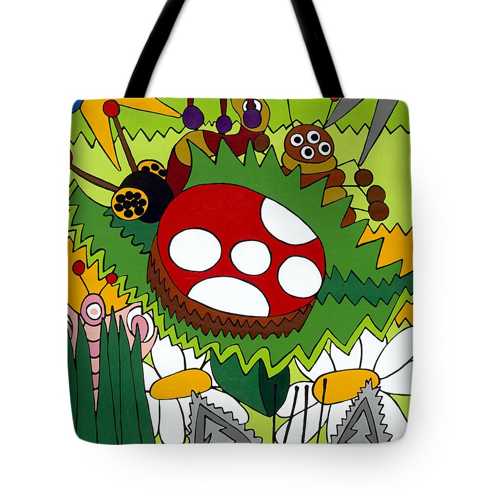 Garden Tote Bag featuring the painting Lady Bug by Rojax Art