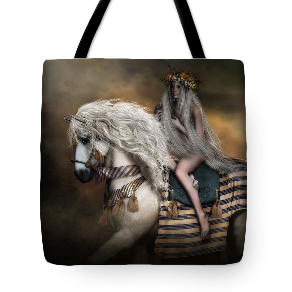 Lady Godiva Tote Bag featuring the digital art Lady Godiva by Shanina Conway