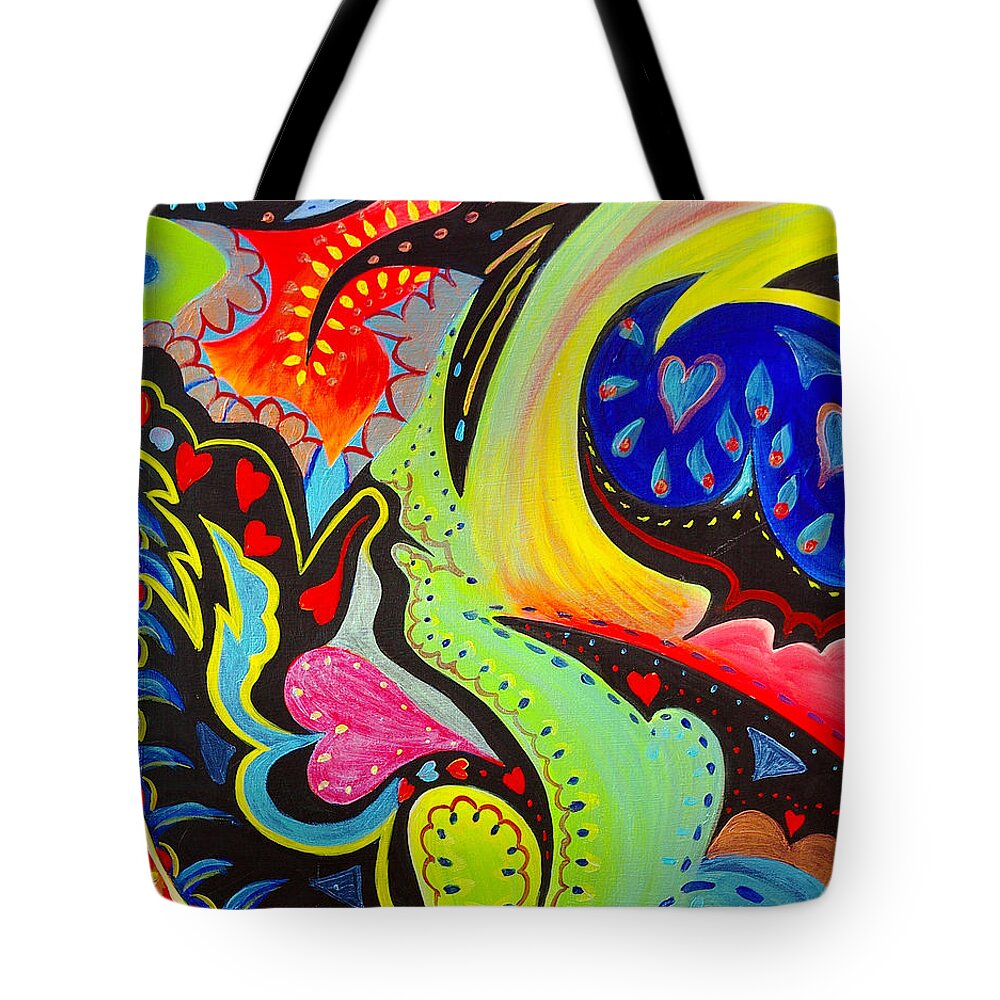 Abstract Art Tote Bag featuring the painting Lady Love by Nancy Cupp