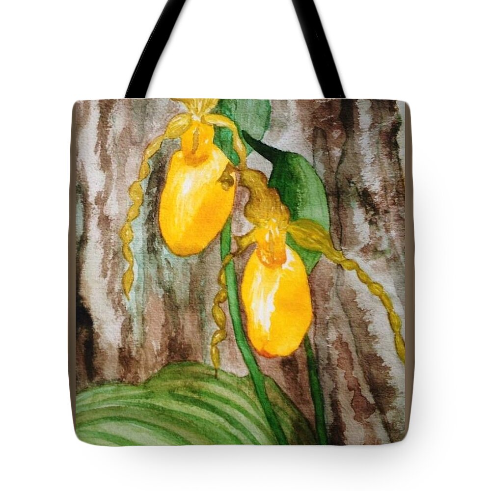 Lady Slippers Tote Bag featuring the painting Ladyslippers by Deb Stroh-Larson