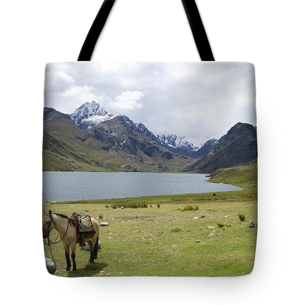 Horse Tote Bag featuring the photograph Lake Between Mountains by Alexander Chiu Werner