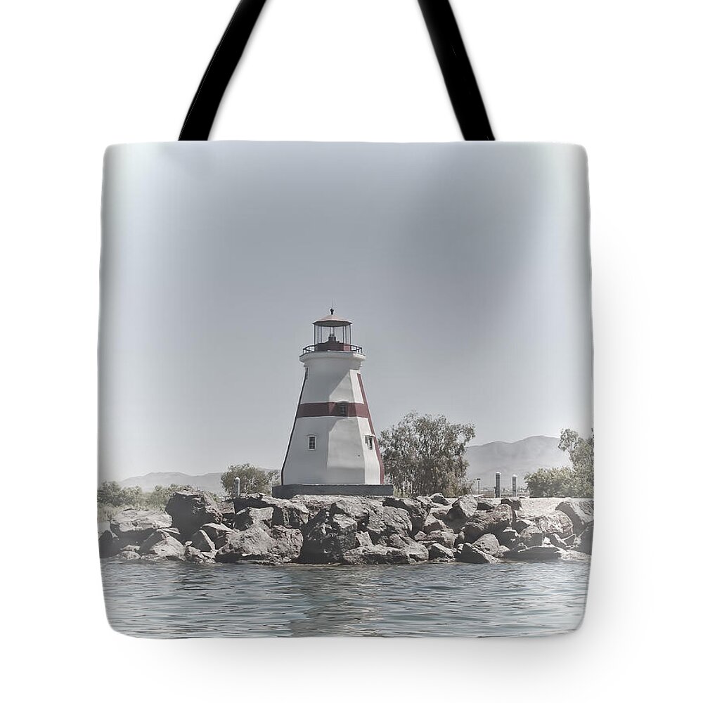 Lake Havasu Tote Bag featuring the photograph Lake Havasu Lighthouse by Cathy Anderson
