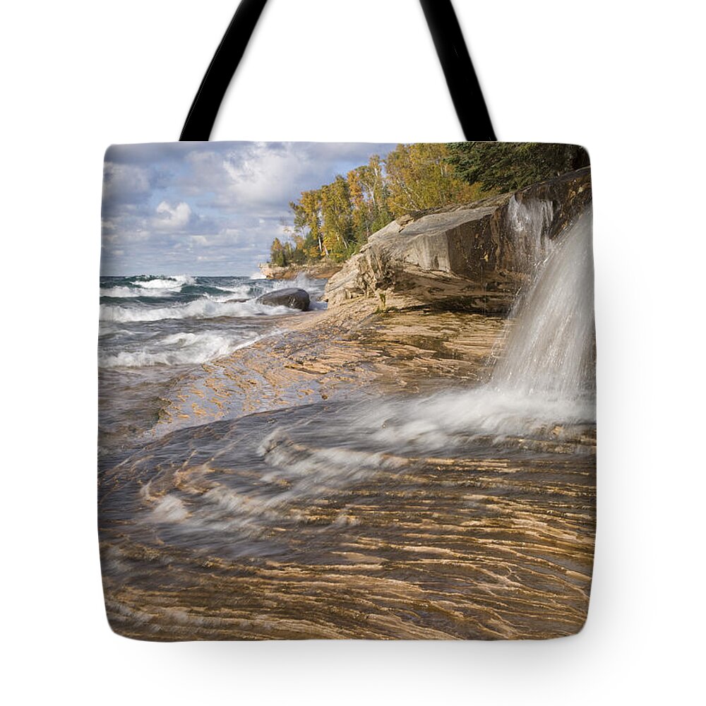 Flpa Tote Bag featuring the photograph Lake Superior In Picture Rocks Np by Bill Coster