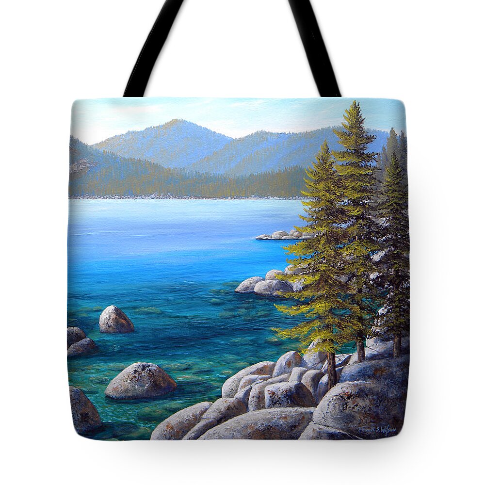 Lake Tahoe Tote Bag featuring the painting Lake Tahoe Inlet by Frank Wilson
