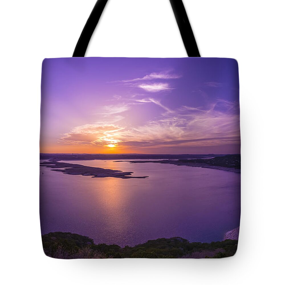 Lake Travis Sunset Tote Bag featuring the photograph Lake Travis Sunset by David Morefield