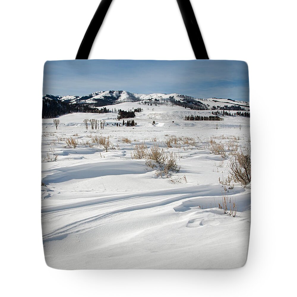 Lamar Valley Tote Bag featuring the photograph Lamar Valley Winter Scenic by Jack Bell