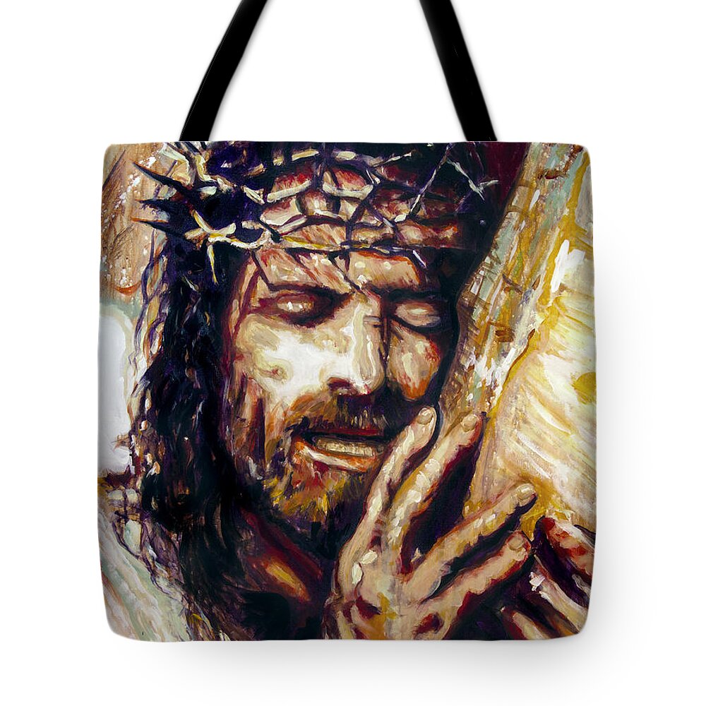 Jesus Tote Bag featuring the painting Lamb of God by Steve Gamba