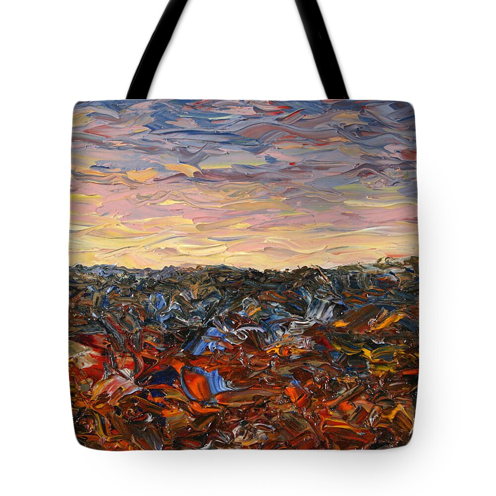Landscape Tote Bag featuring the painting Land and Sky 2 by James W Johnson