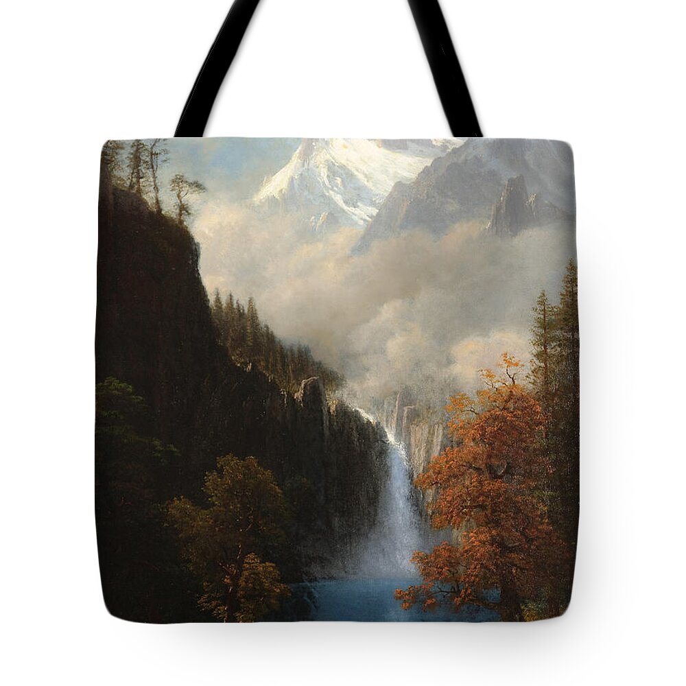 Silhouette Tote Bag featuring the painting Lander's Peak Wyoming by Celestial Images