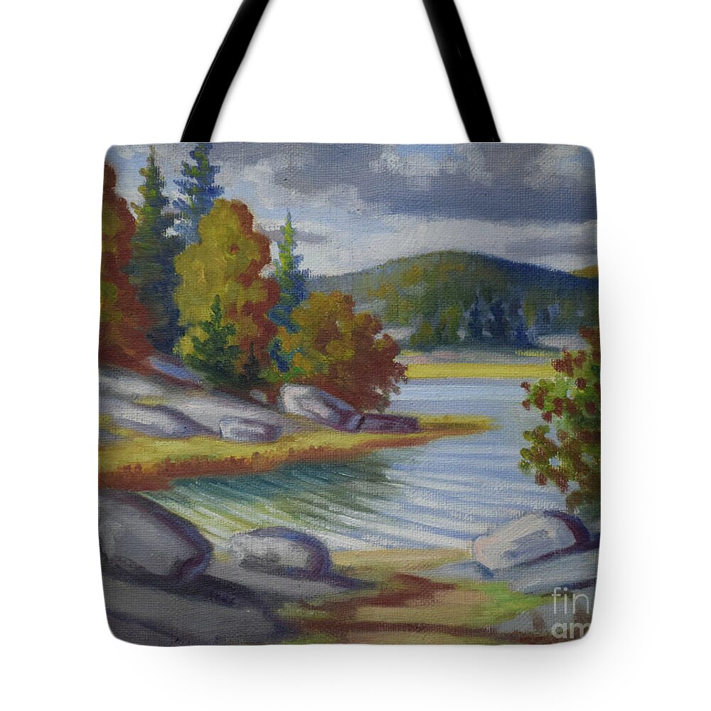 Kolehmainen Tote Bag featuring the painting Landscape from Finland by Kolehmainen