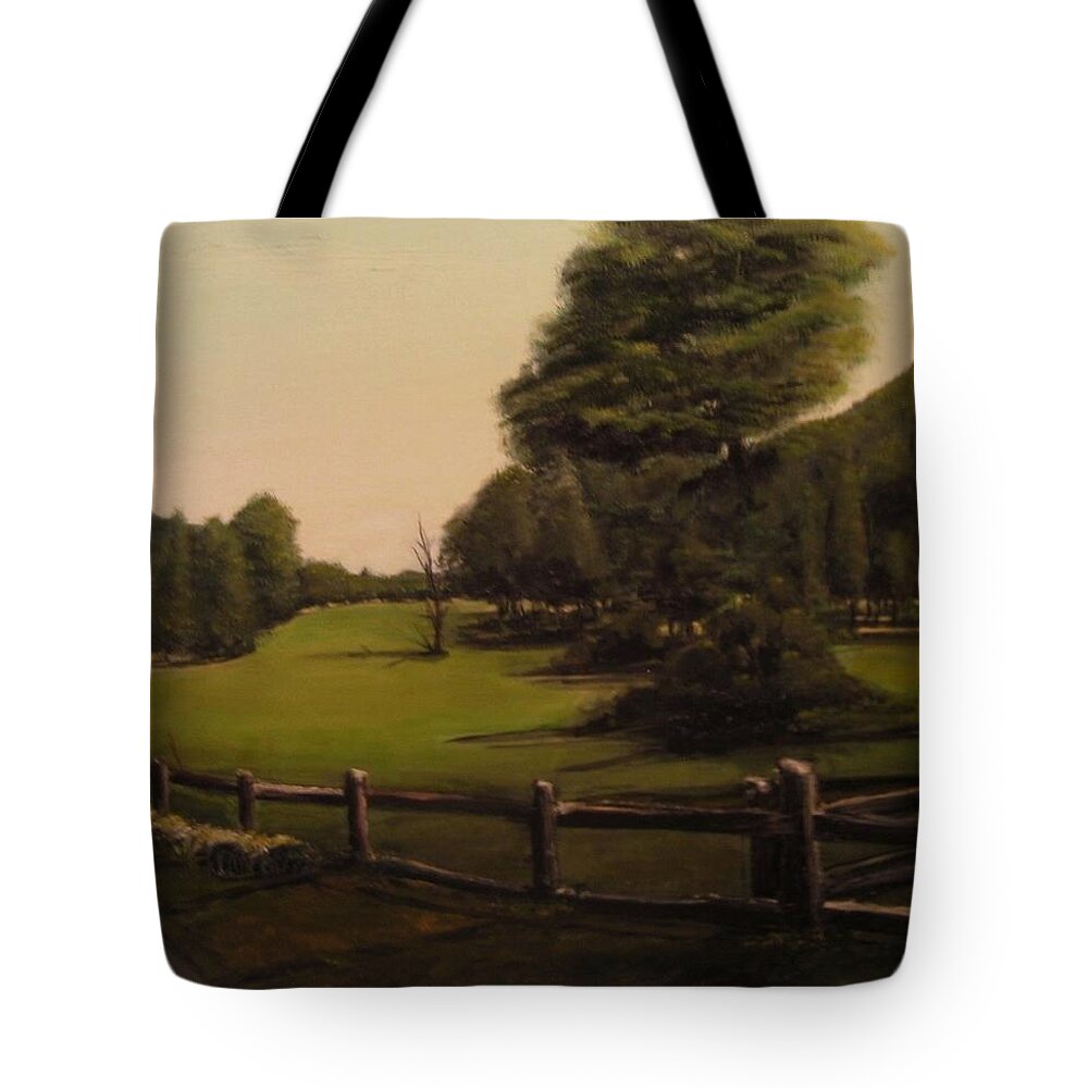 Fineartamerica.com Tote Bag featuring the painting Landscape of Duxbury Golf Course - Image of Original Oil Painting by Diane Strain