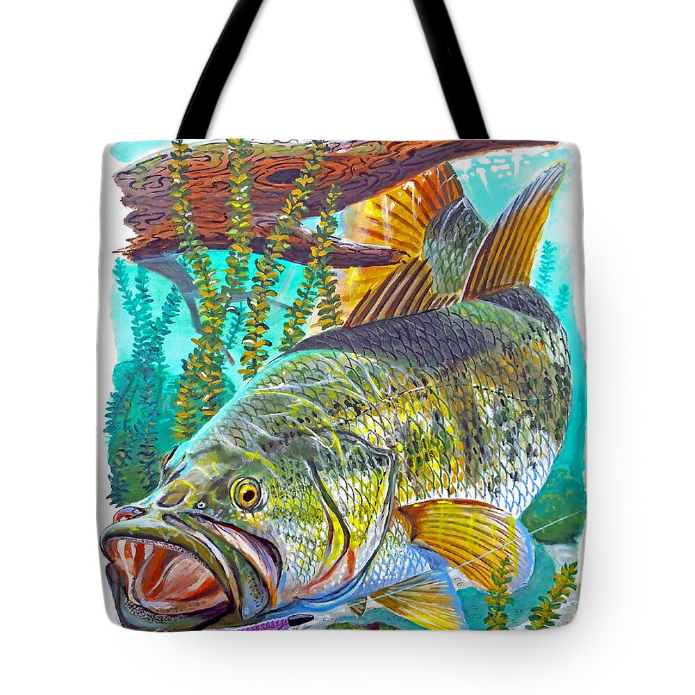 Gar Tote Bag featuring the painting Largemouth Bass by Carey Chen