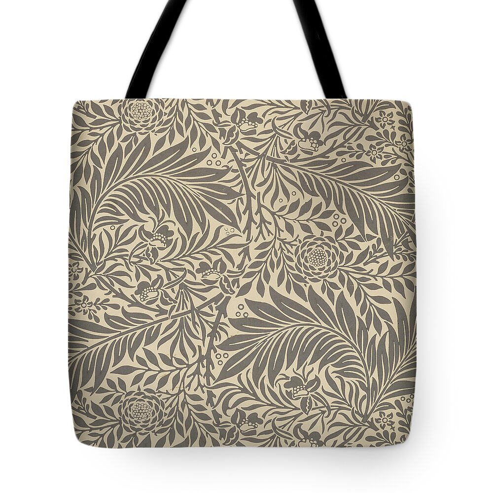 Arts And Crafts Tote Bag featuring the painting Larkspur Wallpaper Design by William Morris