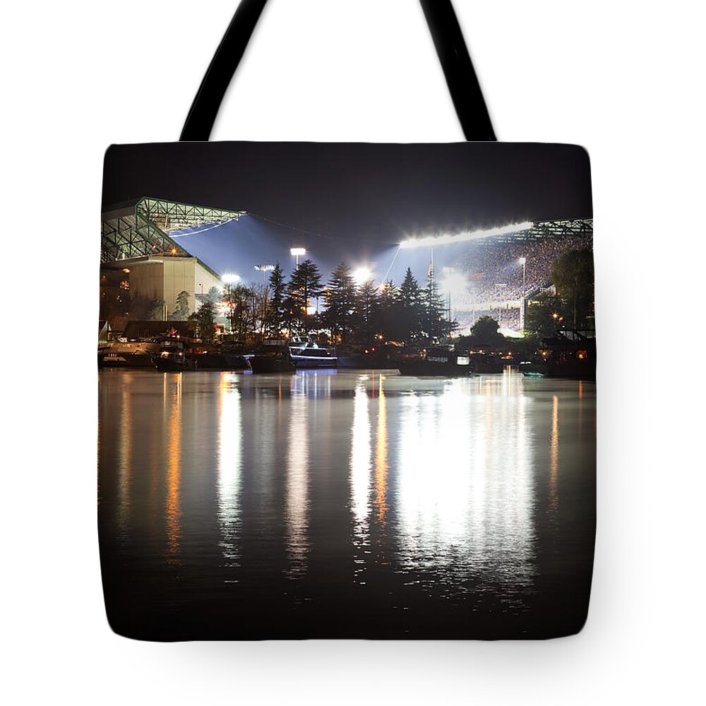 Husky Stadium Tote Bag featuring the photograph Last Game at the Old Husky Stadium by Max Waugh