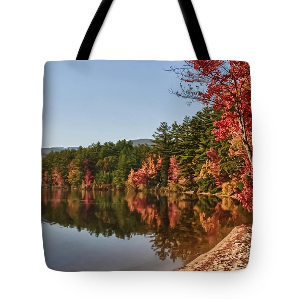 Autumn Foliage New England Tote Bag featuring the photograph Late afternoon on Lake Chocorua by Jeff Folger