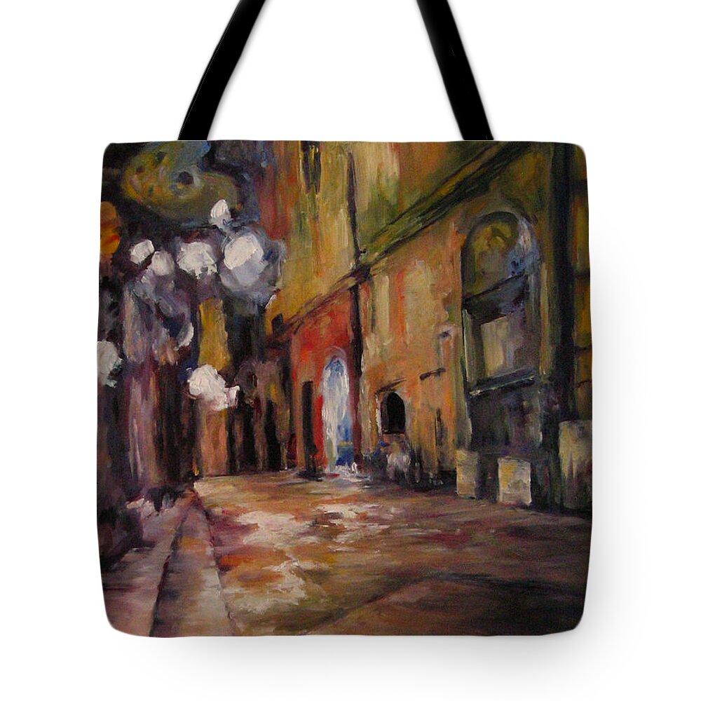 Nice Tote Bag featuring the painting Late Night in the Old City by Connie Schaertl