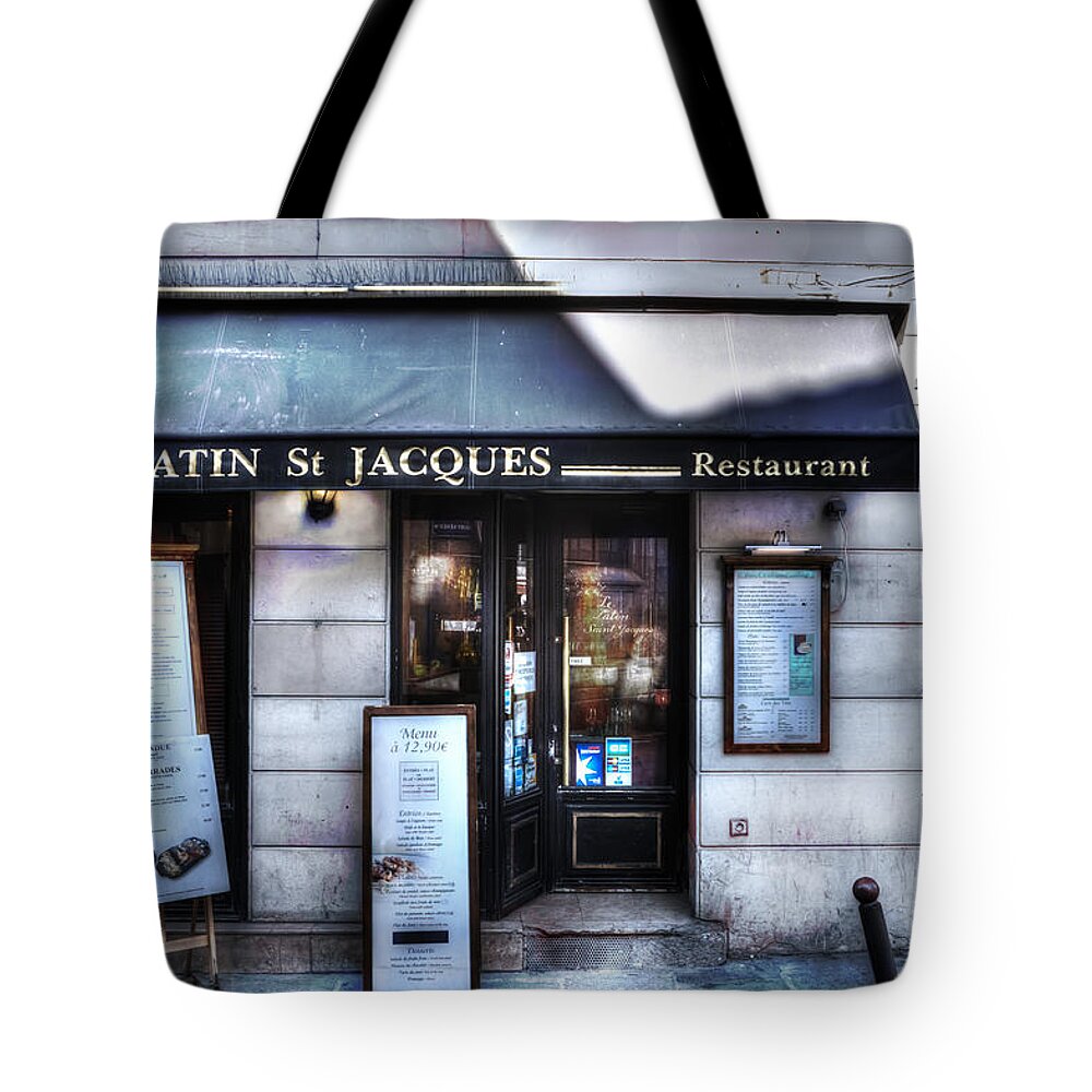 Evie Tote Bag featuring the photograph Latin St Jacques Paris France by Evie Carrier