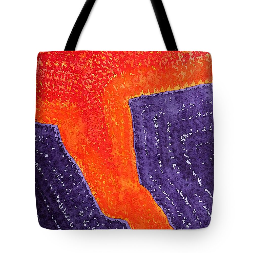 Lava Tote Bag featuring the painting Lava Flow original painting by Sol Luckman