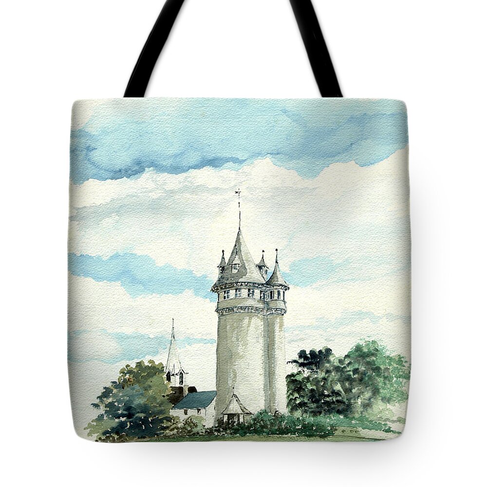 Scituate Tote Bag featuring the painting Lawson Tower Scituate MA by Paul Gaj