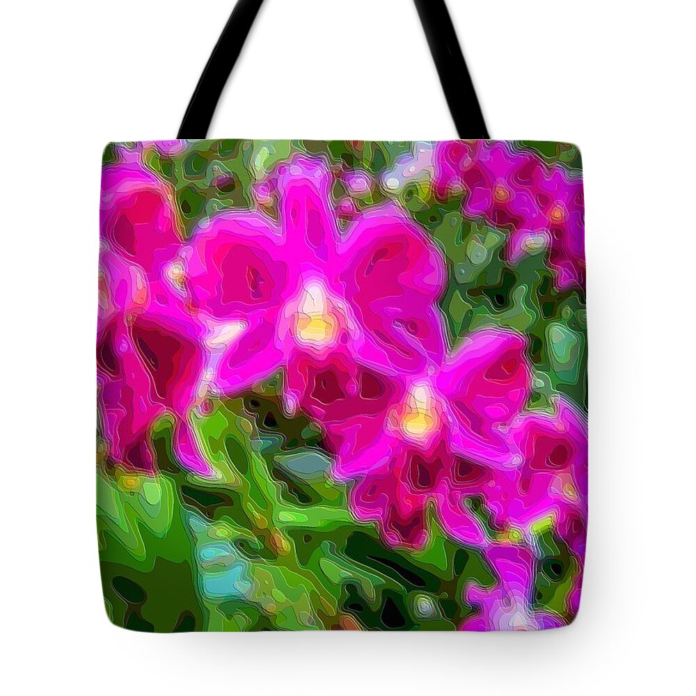 Flower-art Tote Bag featuring the digital art Layer Cut Out Art Flower Orchid by Mary Clanahan